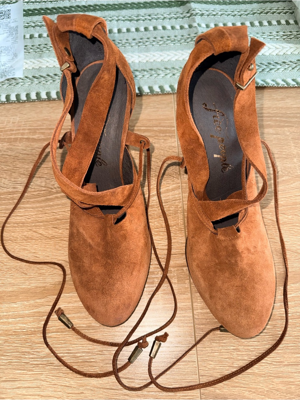 Free People Nouvella wrap Brown  Suede Lace-Up Heels size 39